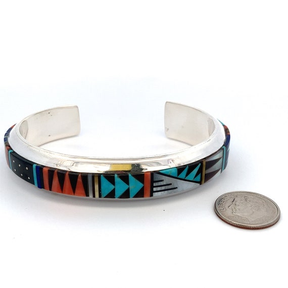 Vintage Zuni Inlayed Onyx, Coral, Turquoise, and Mother of