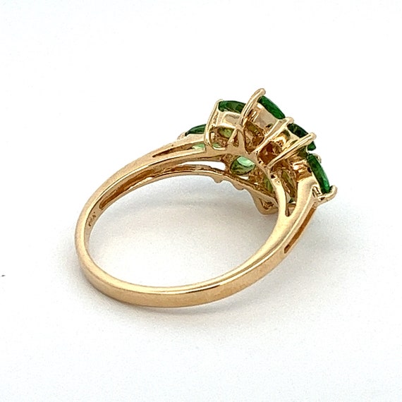 Tsavorite Green Garnet and Diamond Ring - 14k Yel… - image 5