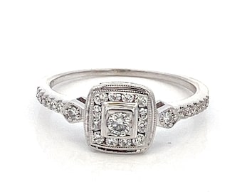 Vintage 18k White Gold Diamond Halo Ring (.50ctw, Size 8.5) - ET2178