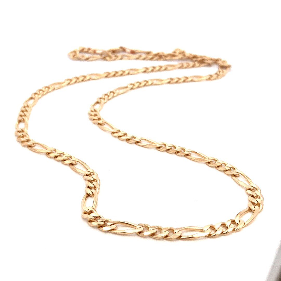 Figaro Chain 18k Yellow Gold Filled Solid Statement Necklace – 60cm – 3x1 Pendant Bar – Handmade