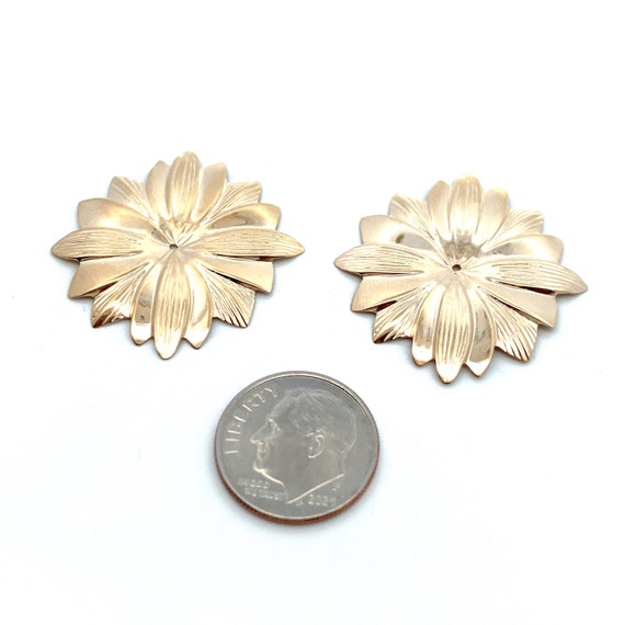 Large Floral 14k Yellow Gold Earring Jackets for … - image 5