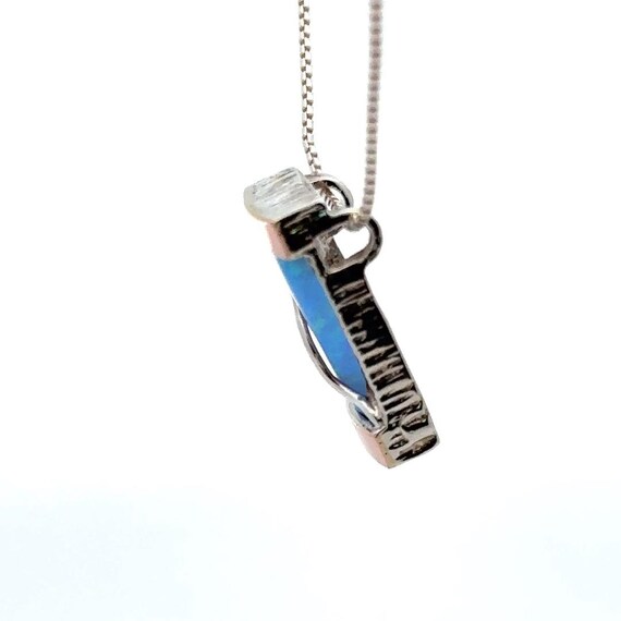 Rectangular Blue Opal Pendant Necklace: Sterling … - image 4