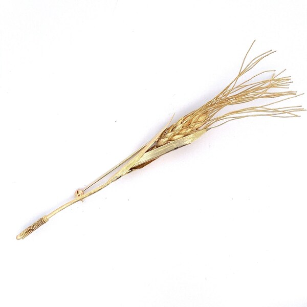Large Wheat Brooch Pin ~ 18k Solid Yellow Gold Vintage, Antique  ET1660