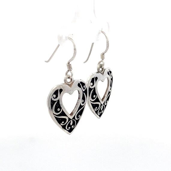 Open Hearts with Scroll Design Sterling Silver Da… - image 3