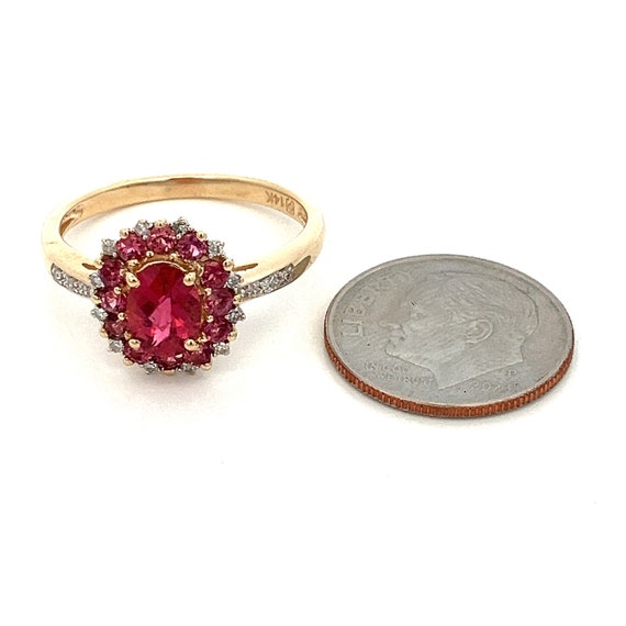 Pink Tourmaline and Diamond 14k Yellow Gold Ring … - image 7