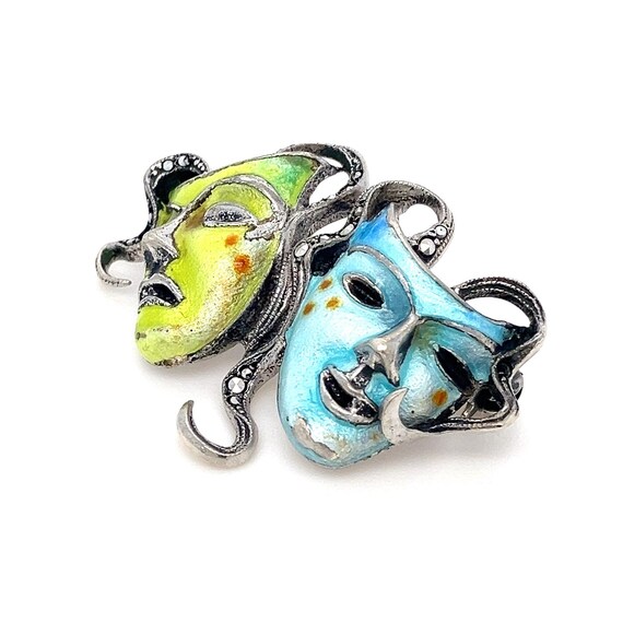 Colorful Comedy and Tragedy Masks Sterling Silver… - image 3