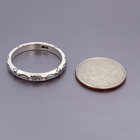 Thin Scroll Pattern  Ring Band ~ Sterling Silver … - image 3