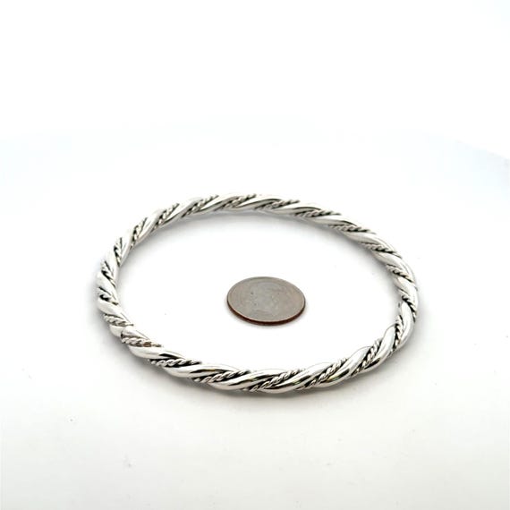 Sterling Silver Twisted Rope Bangle Bracelet - St… - image 3