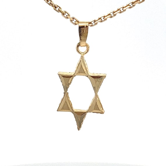 Star of David 18k Yellow Gold Charm Pendant- Vint… - image 1