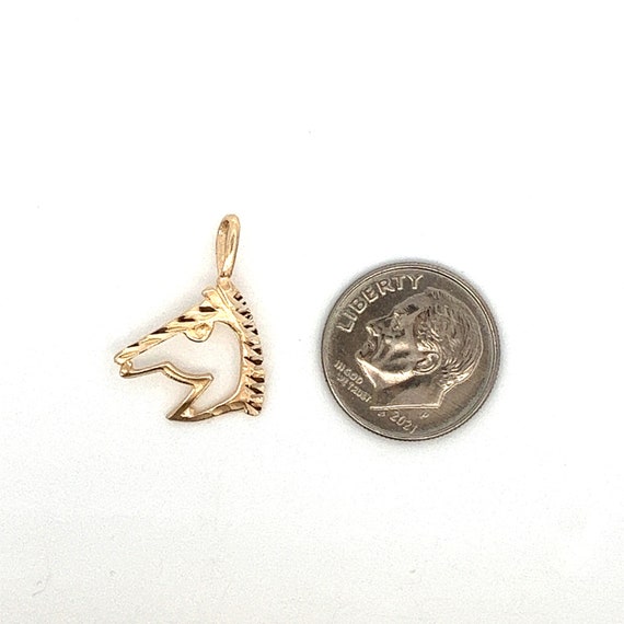 Small Horse Head 14K Yellow Gold Pendant  / Charm… - image 5