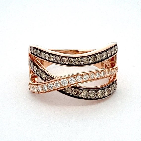 Le Vian 14k Rose Gold - White & Chocolate Diamond Crossover Gold