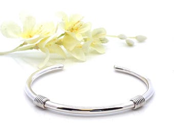 Vintage Sterling Silver Cuff Bracelet: Minimalist Design by A. MIK Denmark -ET3392