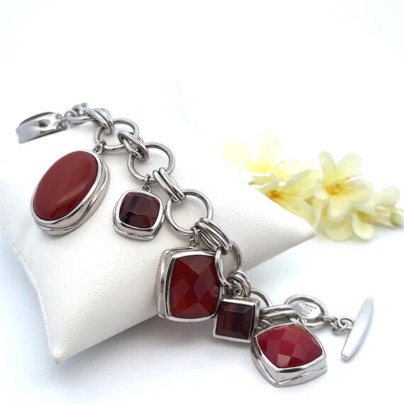 ELLE  Multi-Stone Sterling Silver Toggle Bracelet… - image 2