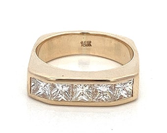 1.50ctw Princess Cut Diamond Wedding Band: 14k Yellow Gold  Ring- Size 4.75  ET1625