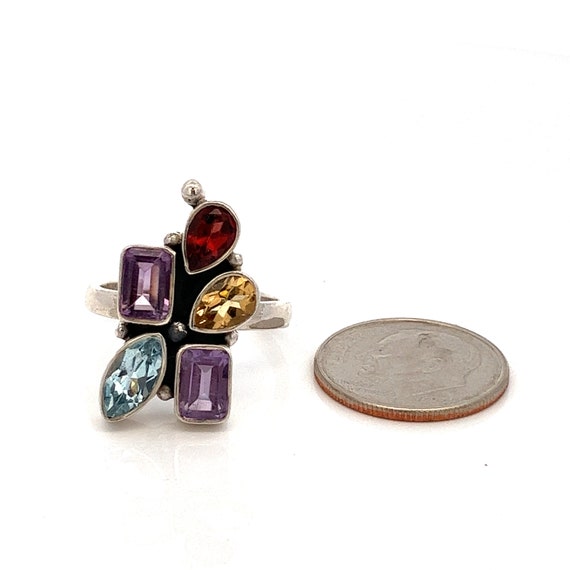 Handmade Sterling Silver Multi-Gemstone Ring: Gar… - image 5