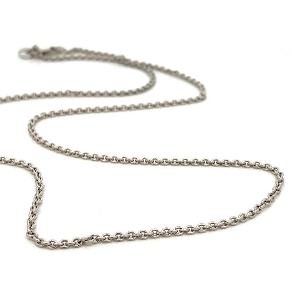 14k White Gold 18" Cable Chain Necklace ~ 2mm width~  Very Sturdy -  Made in Italy~ ET928