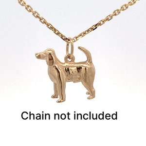 14K Yellow Gold Diamond-Cut Dachshund Dog Charm Pendant - Brushed Finish, No Engraving, 1.7g, 19x20mm - View #9