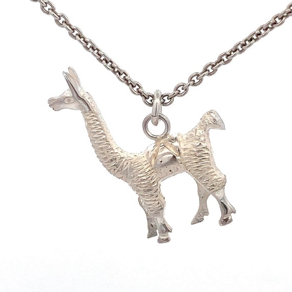 Vintage Llama 925 Sterling Silver Charm ~Alpaca C… - image 1