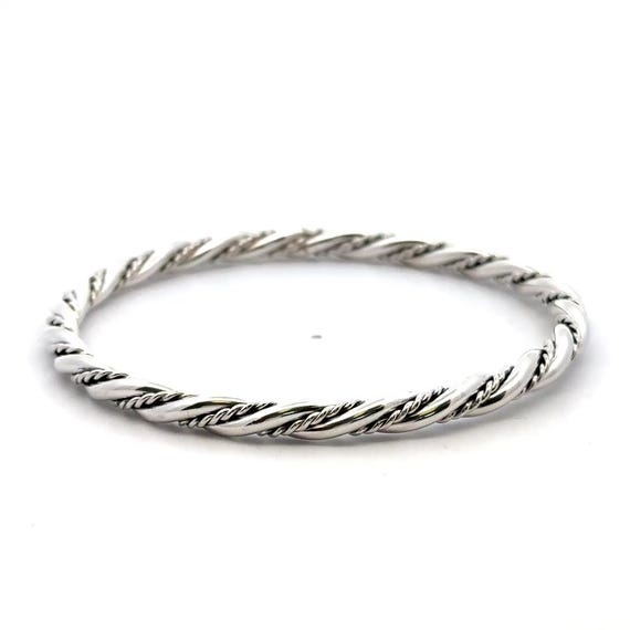 Sterling Silver Twisted Rope Bangle Bracelet - St… - image 2