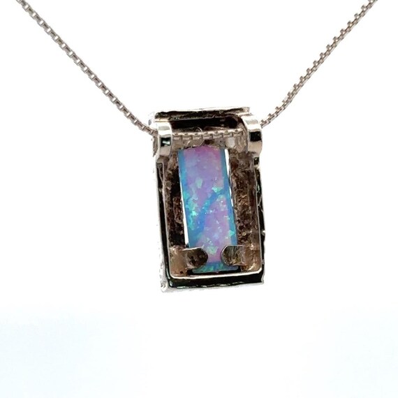 Rectangular Blue Opal Pendant Necklace: Sterling … - image 3