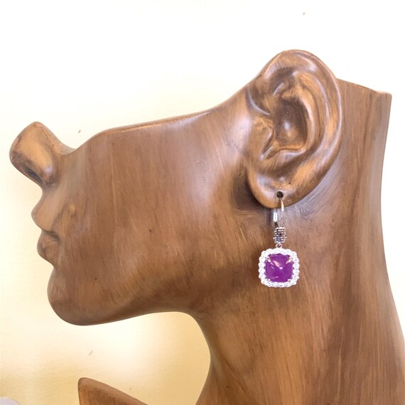 Purple Nephrite Jade and CZ Dangle Earrings  ~ St… - image 7