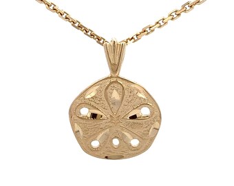 Solid 14k Gold Petite Sand Dollar Charm - Shell, Beach, Seashore Jewelry 14k Yellow Gold Gold Pendant - ET2248