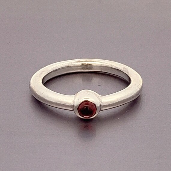 Garnet Sterling Silver Ring: Tiny Round January B… - image 2