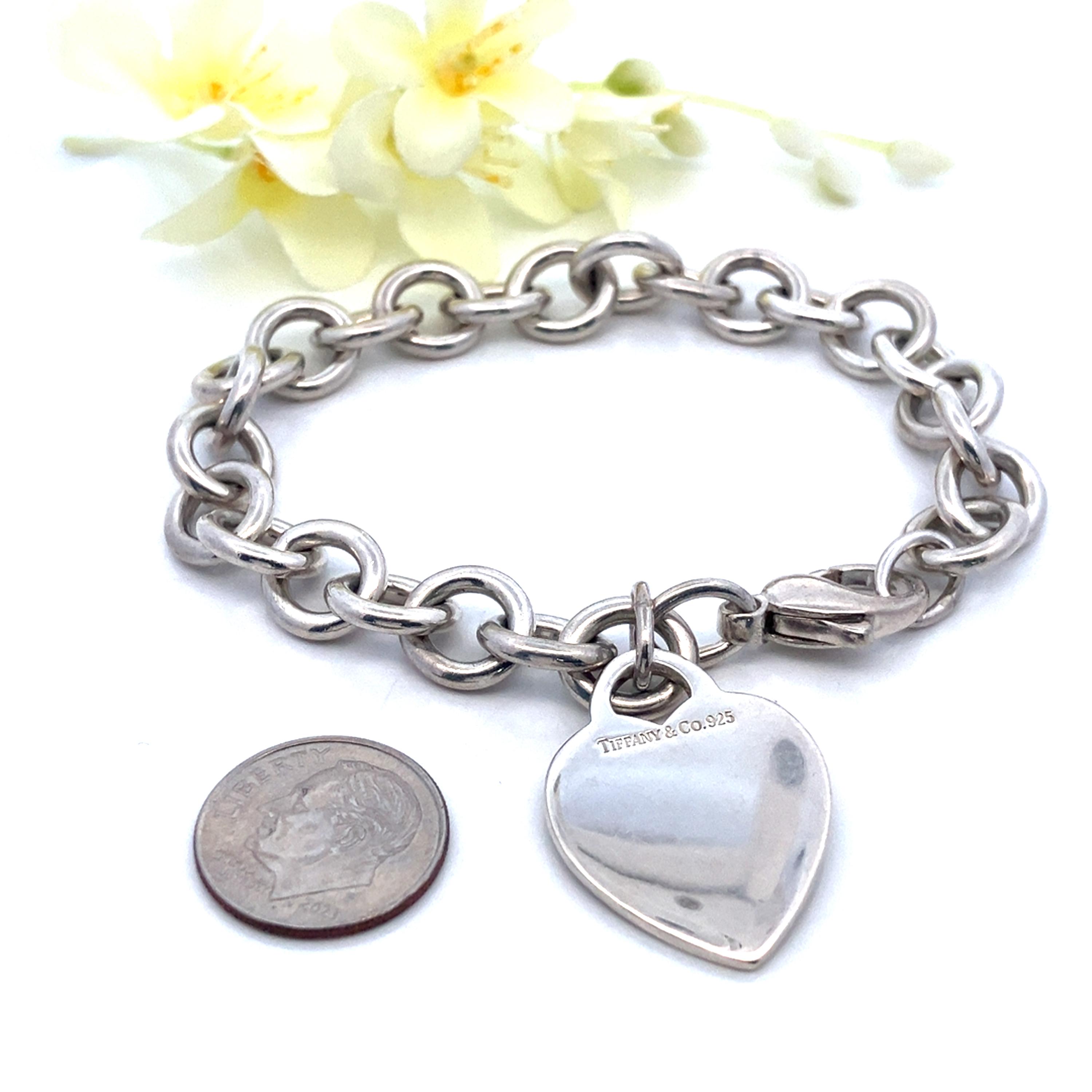 Authentic Tiffany & Co Silver Heart Tag Charm Bracelet, Rare