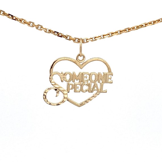 14k Gold Someone Special Heart Pendant Charm Pendant Word