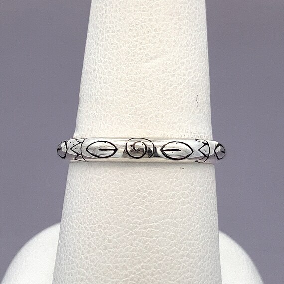 Thin Scroll Pattern  Ring Band ~ Sterling Silver … - image 1