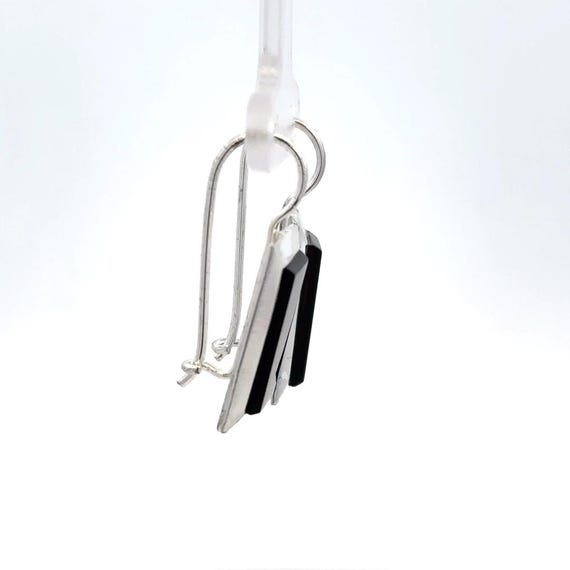 Rectangular Onyx and Sterling Silver Dangle Earri… - image 4