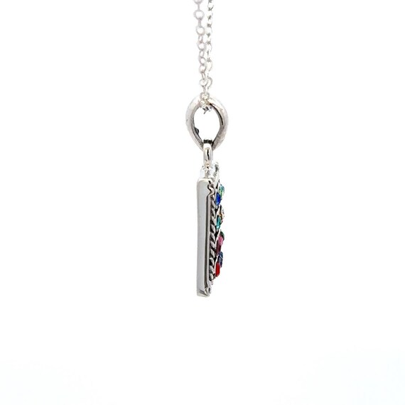 Multi Color Rectangular CZ Sterling Silver Pendan… - image 3