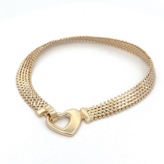 Vintage Imperial Gold Bracelet with Heart Clasp ~… - image 1