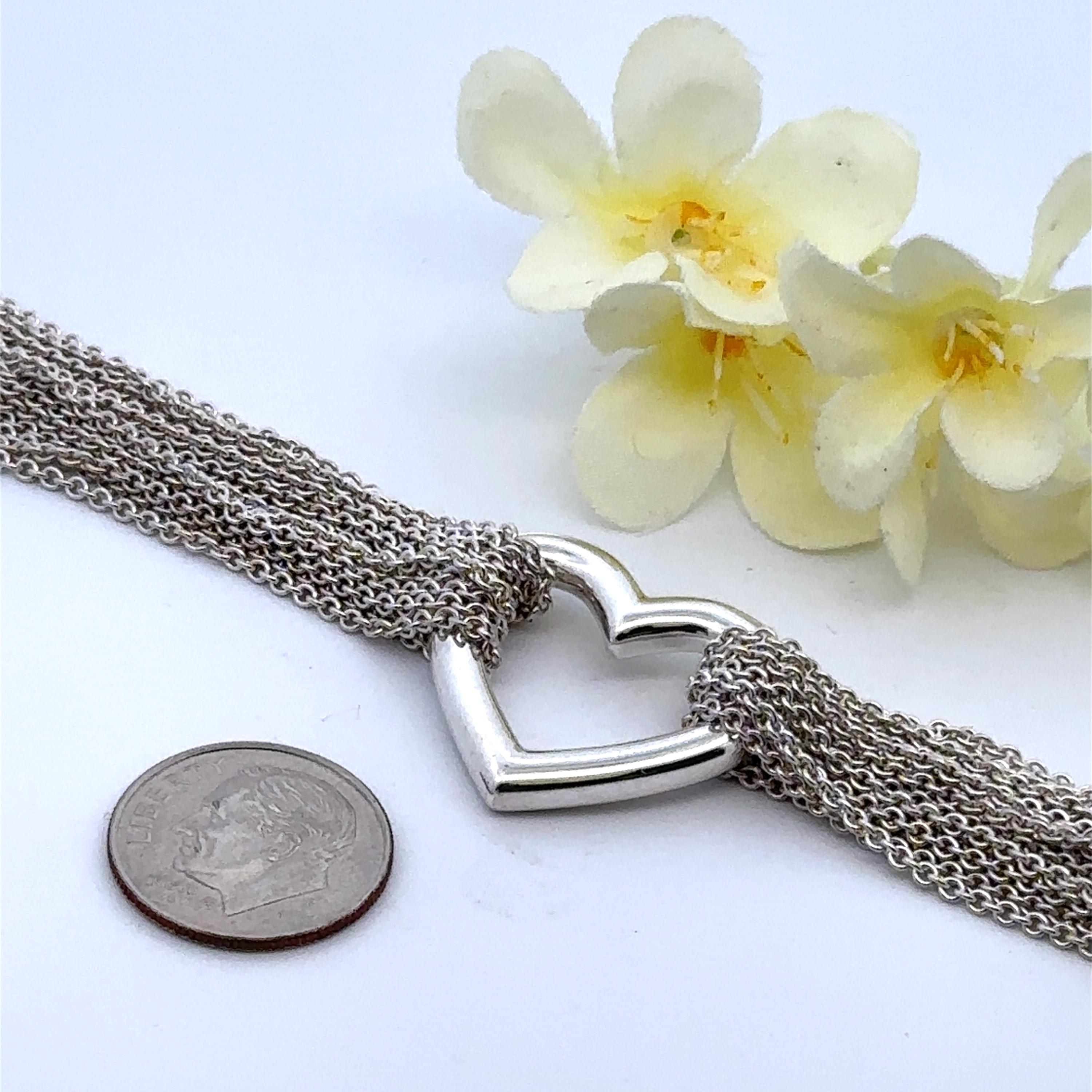 Authentic Tiffany & Co Sterling Silver Multi Strand Heart Toggle