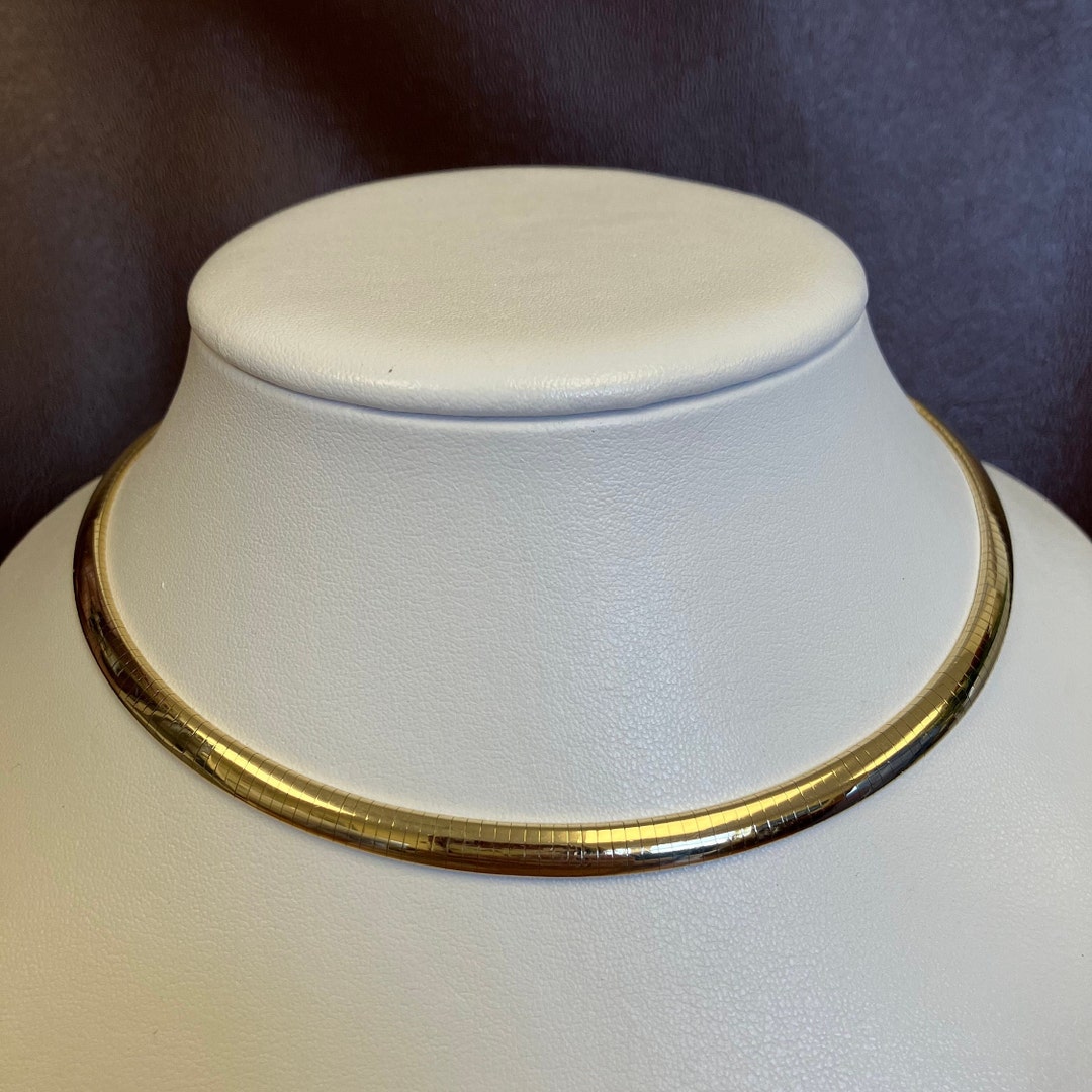 14K Solid Gold Omega Necklace Chain, 6mm, 16 Long, Made in Italy Etsy