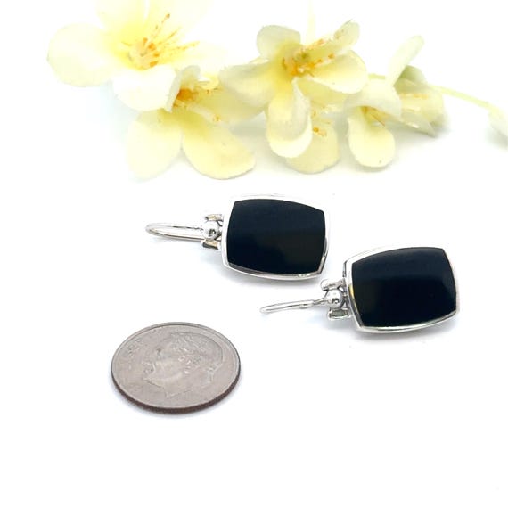 Rectangular Onyx and Sterling Silver Dangle Earri… - image 5