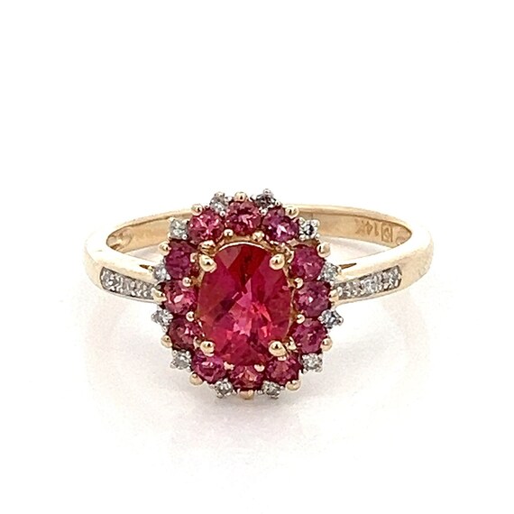 Pink Tourmaline and Diamond 14k Yellow Gold Ring … - image 1