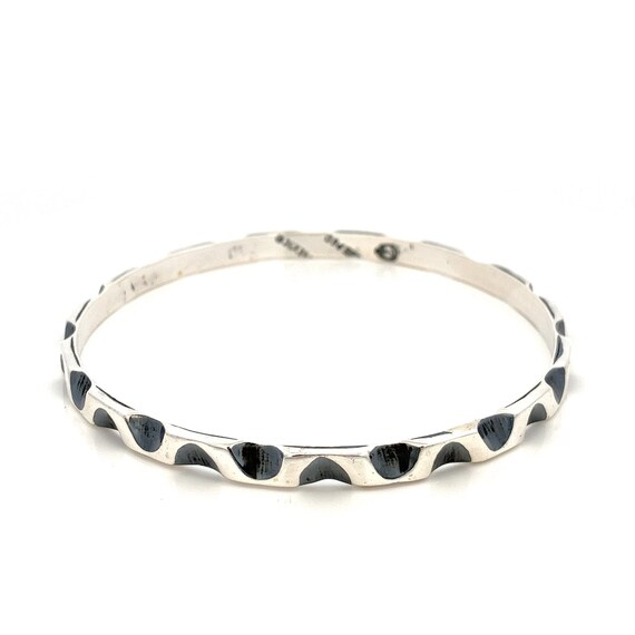 Oxidized Sterling Silver Bangle Bracelet: Wavy De… - image 2