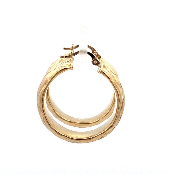 Woven Design Round 14k Yellow Gold Puffy Hoop Ear… - image 3