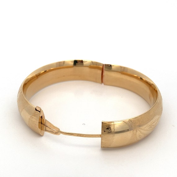 Solid 14Kt Yellow Gold 18mm Bangle Bracelet Hinge… - image 2