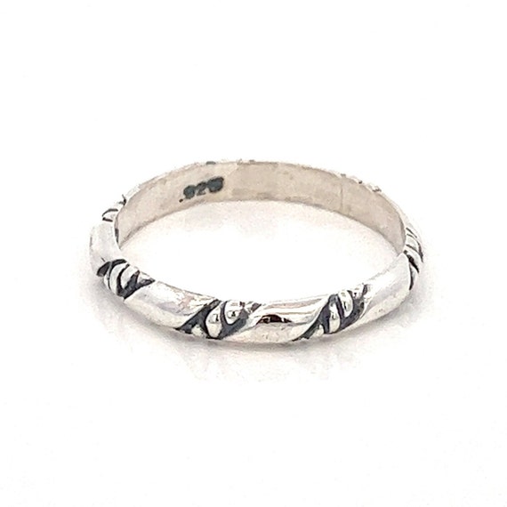 2mm Minimalist Rope Pattern Sterling Stack Ring B… - image 2