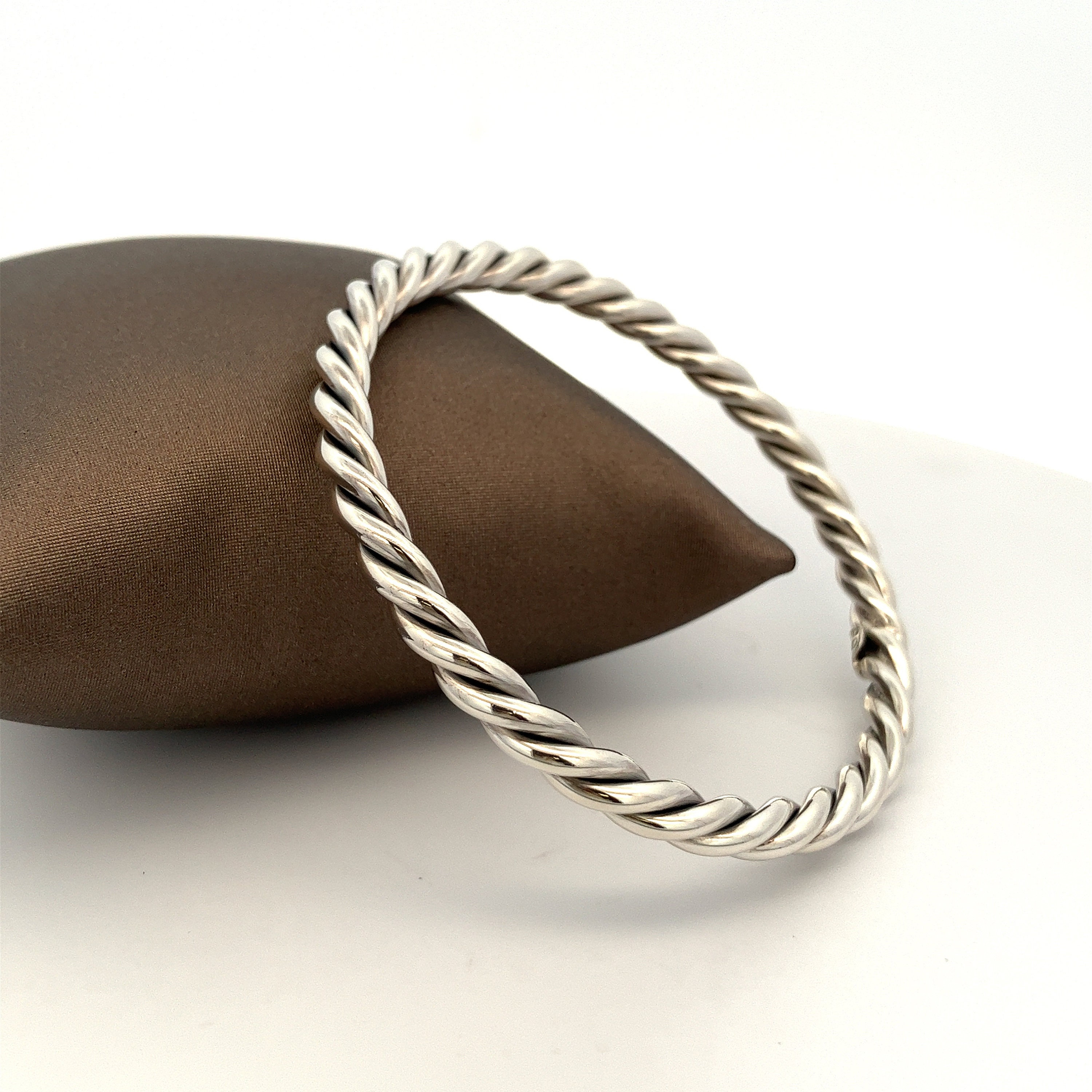 Heavy Twisted Rope Design Stackable Bangle Bracelet- Fits Medium
