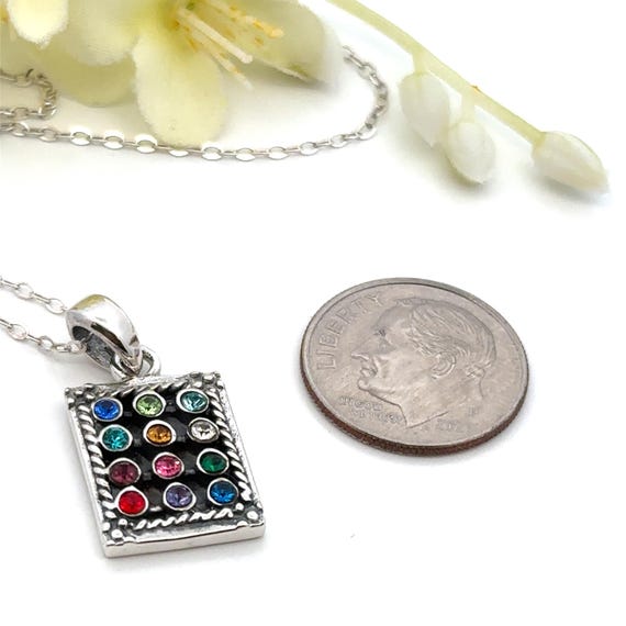 Multi Color Rectangular CZ Sterling Silver Pendan… - image 5