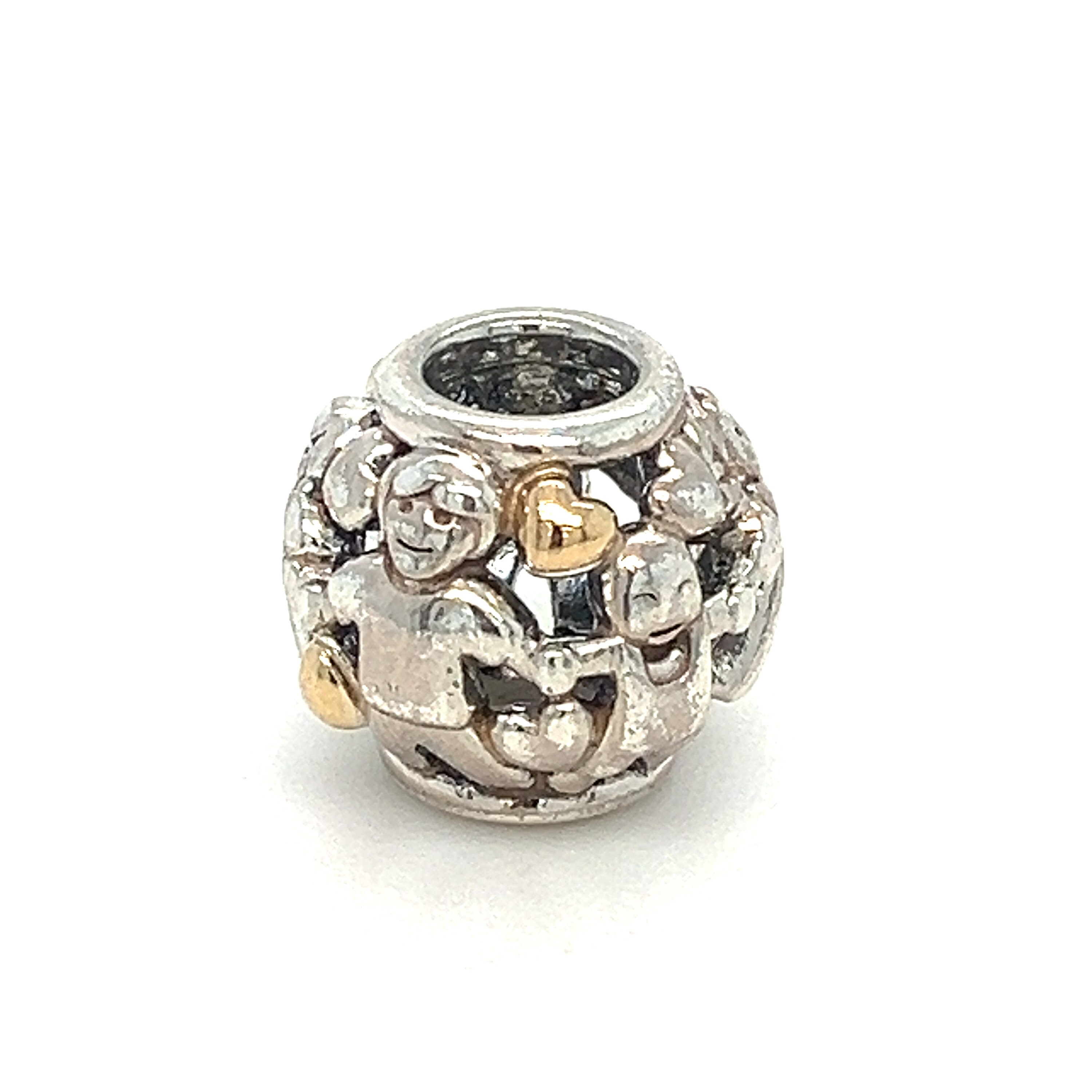 Rare Retired Authentic Pandora Sterling and 14K Pandora Family Forever Bead Charm 925 Sterling Silver ET2342