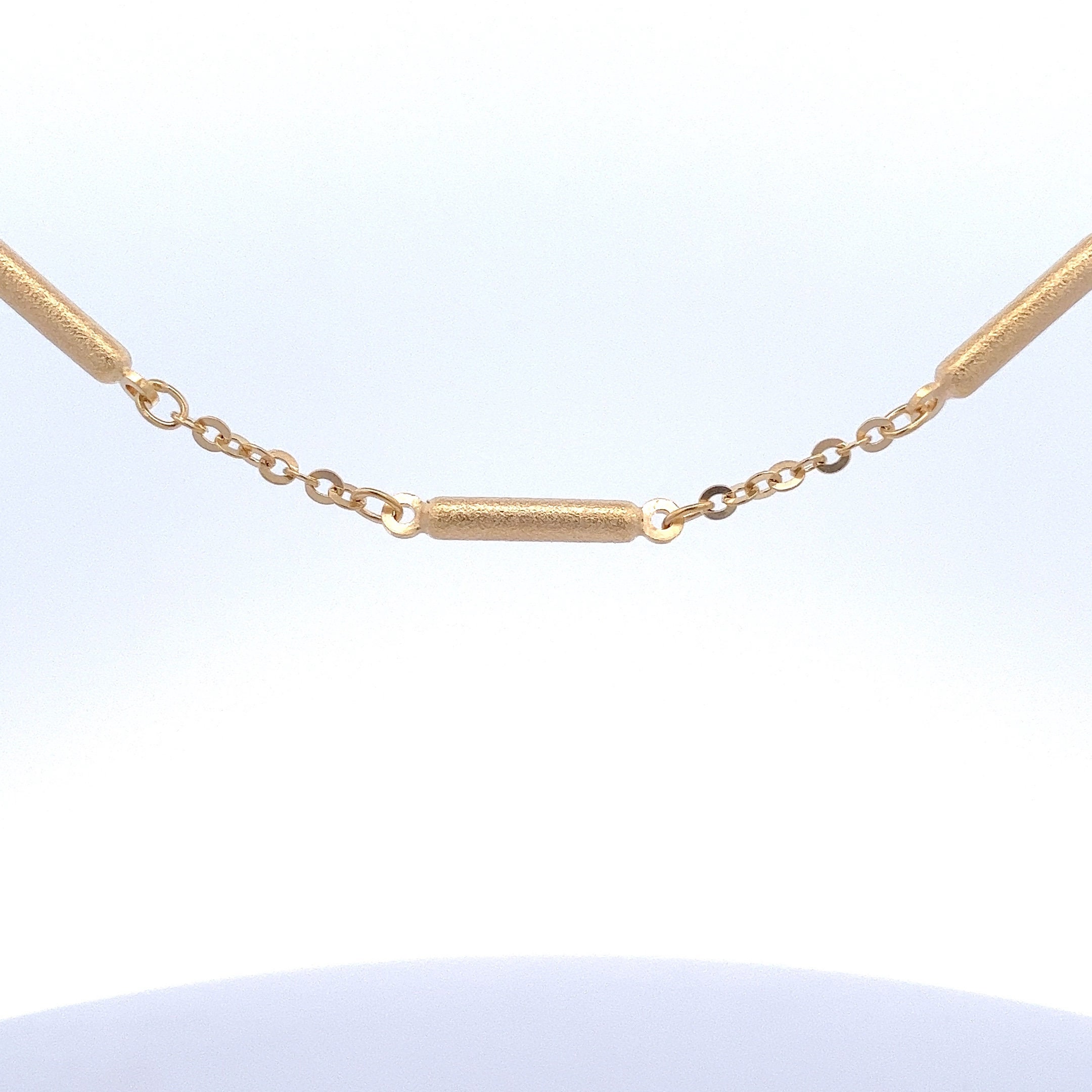 Unique Solid 14K Yellow Gold Bar Station Necklace Chain - Etsy