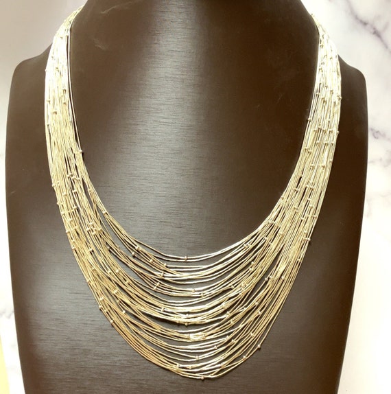 Vintage Navajo Liquid Sterling Silver Necklace, 50 Strand, 28