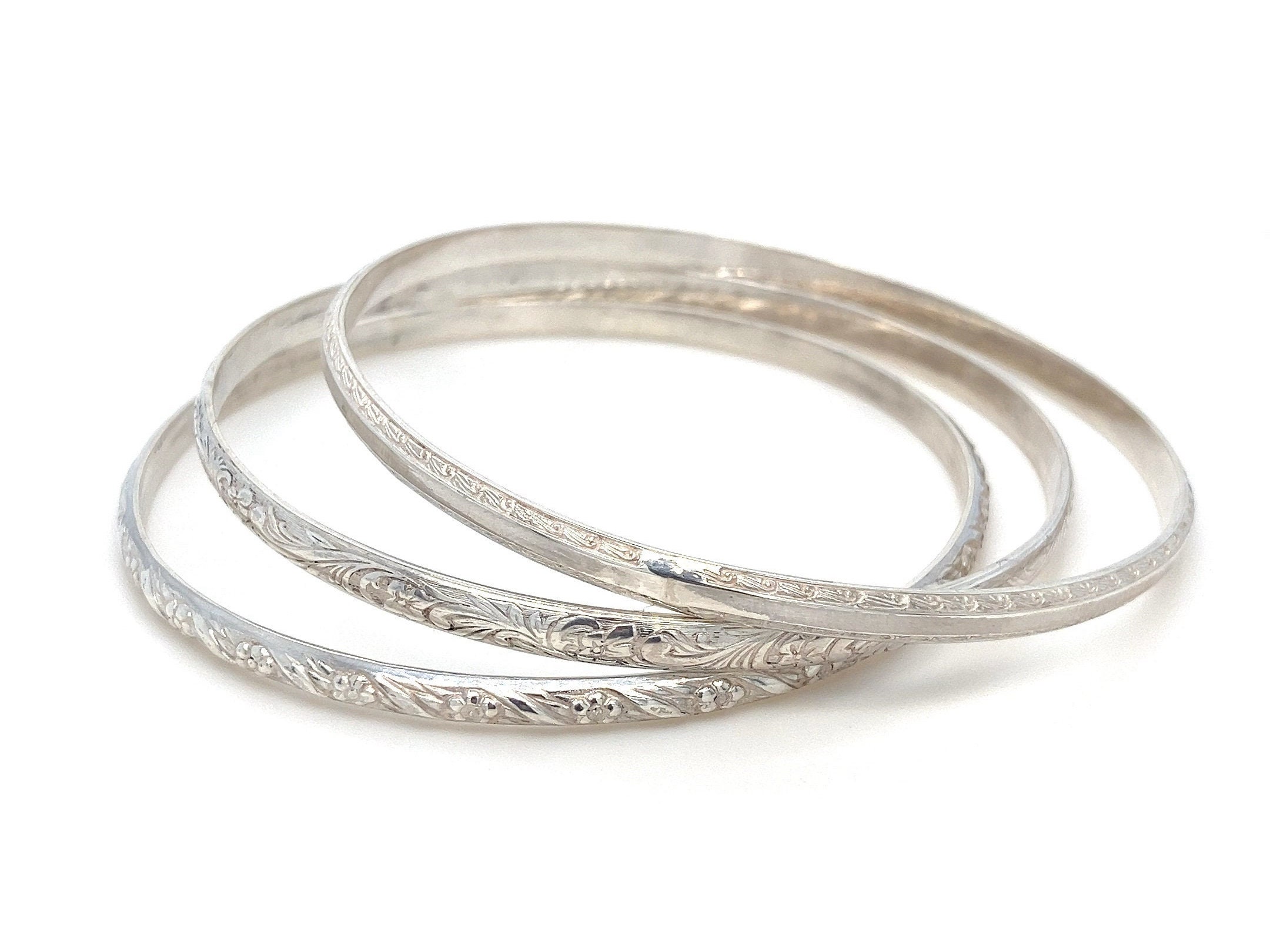 Your Choice of One Embossed 4mm Wide Sterling Silver Round
