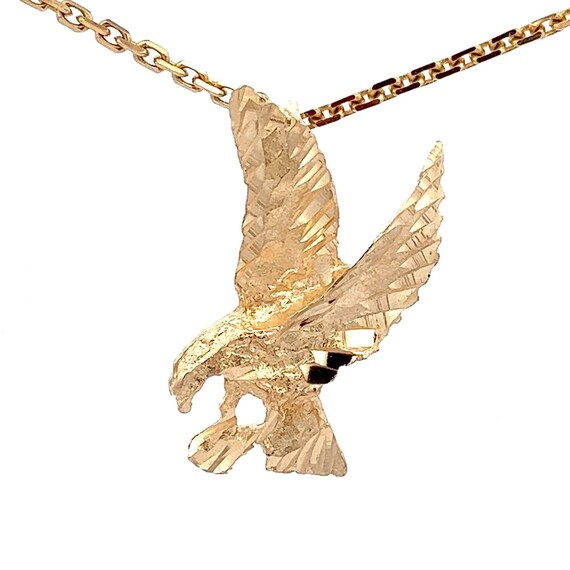 Flying Eagle Solid 14k Yellow Gold Charm Pendant~… - image 1