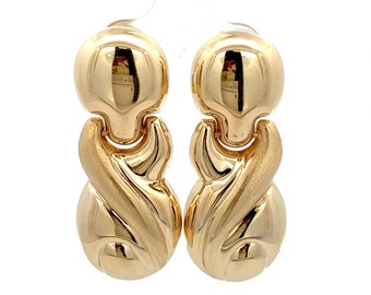 Vintage 14k Gold Door Knocker Earrings - Italian Omega Clip~ ET355