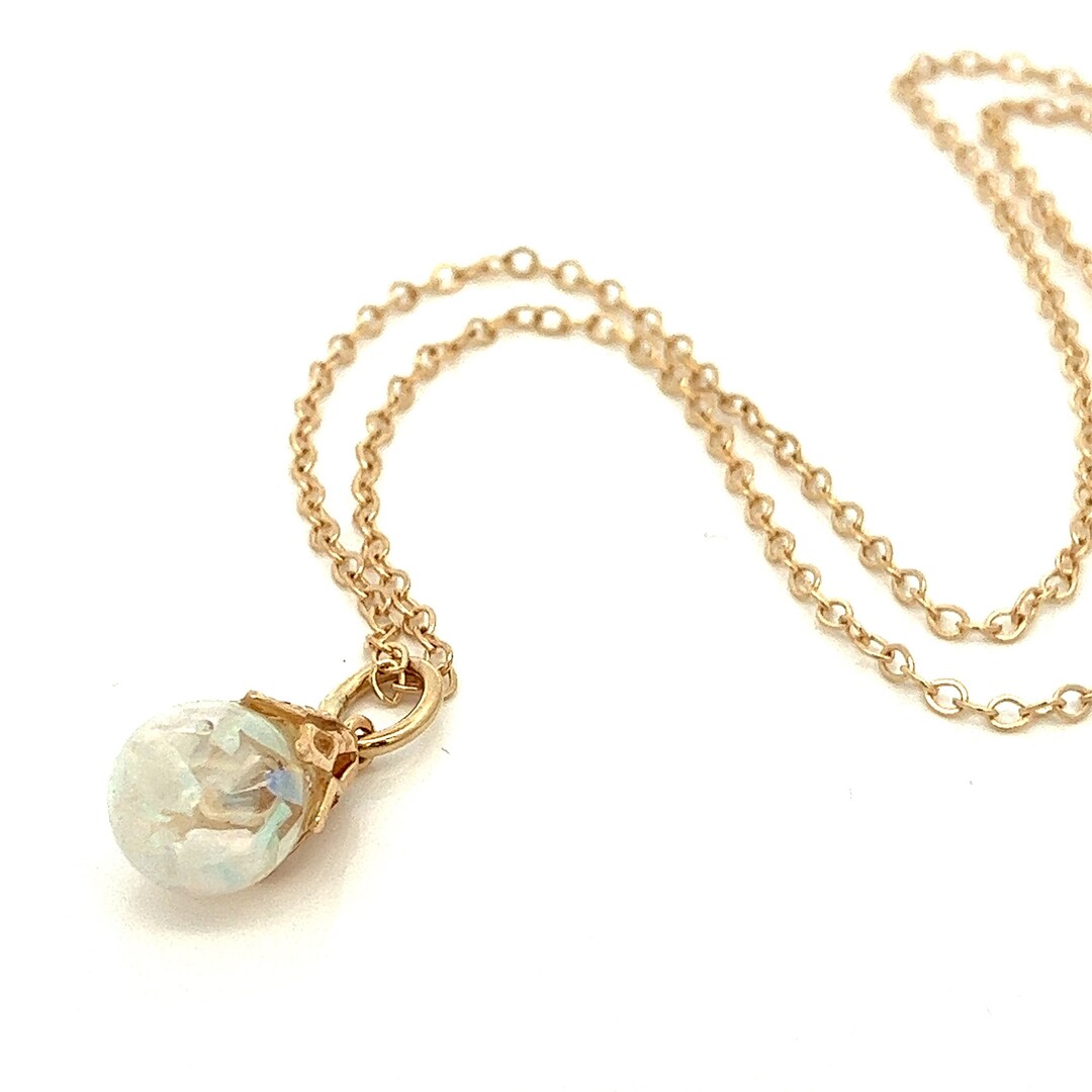 Opal Chip Pendant Necklace 14k Yellow Gold Genuine Natural Etsy